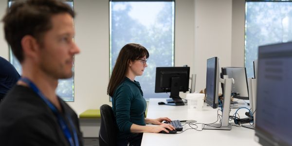 Clinicians using library computers